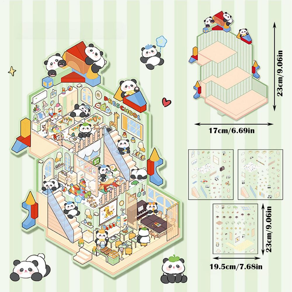 Animal Paradise 3D DIY Stickers Landscape Cabin Scene Sticker Hand Account Gift for Kid Christmas Festival
