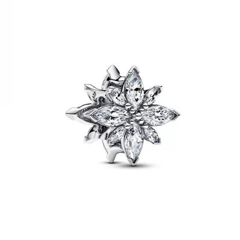 NEW Pavé Bead Sparkling Paw Print Flower Heart Charm Fit Original European 925 Sterling Copper Bracelet DIY Women Zircon Gift