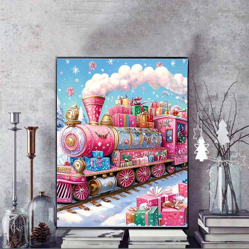 Train Diamond Painting Set, 5D Fantasy Colorful Rhinestone Decoration, DIY Diamond Embroidery Crafts and Crafts Decoration Home Wall Mural