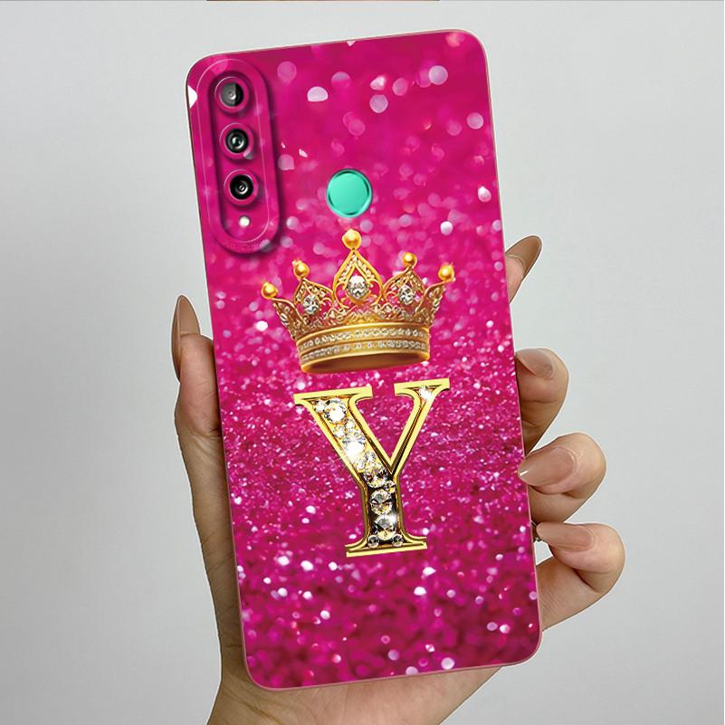 

For Huawei Y7p P40 Lite E ART-L28 ART-L29 Fashion Initial Letter Couple Phone Case Y7P 2020 Soft Silicone TPU Protective Casing Huawei Y7p 2020