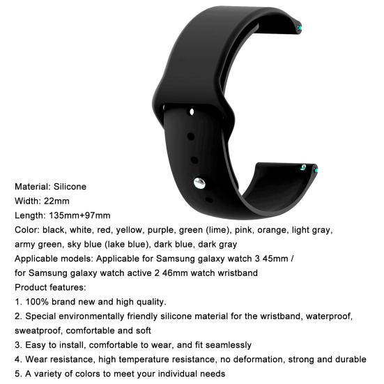 20mm Universal Waterproof Silicone Watch Strap Sport Watchband Bracelet Replacement for SAMSUNG Galaxy Watch 3 41mm/Active 2 42mm