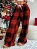 2025 Women's Retro Plaid Winter Trousers: European and American Style, Elastic, Loose, Thick, Warm, Casual