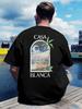 Tropical Back Print T-shirt - White Tee with Palm Trees