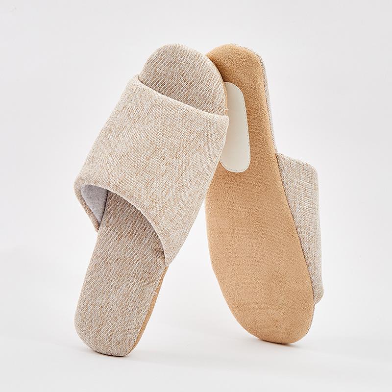 

Youtiao Бесшумные домашние тапочки с открытым носком - Дышащий летний лен для деревянных полов S fits 36-37