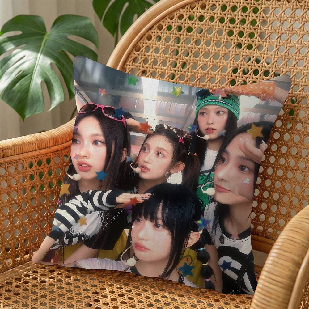 Kpop Singer N-New Jeans Office Cushion Pillowcase Car Cushion Cover45X45CM Lumbar Pillowcase Sofa Pillowcover