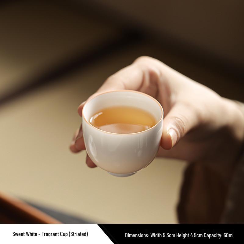 Gold Thread Porcelain Gongfu Tea Cup - Traditional White Ceramic for Home Use