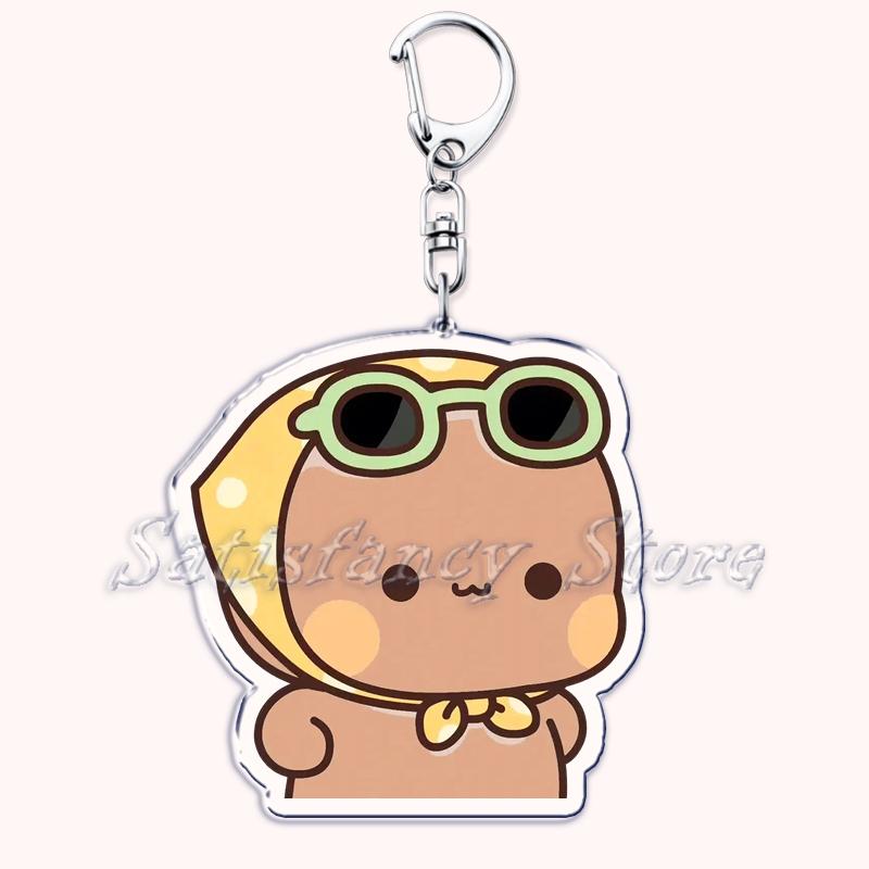 Bubu Dudu Cartoon White and Grey Couple Bears Keychains Ring for Accessories Bag Pendant Key Chain Jewelry Fans Lovers Gifts