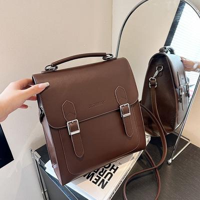 Women's New Backpack 2025 Belt Buckle Design Fashionable and Popular Multi-functional Messenger Bag with Simple Texture Handbag