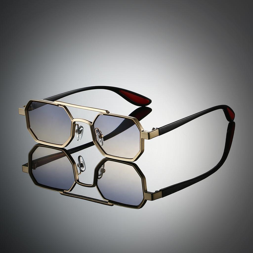 Vintage Polygon Sunglasses Men New Chic Hip-hop Outdoor Decor Shades Women Trendy Brand Design Double Bridge Sun Glasses