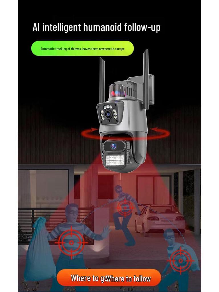 v360 Ultra HD WiFi Outdoor Surveillance Camera with Dual-Lens, Dual-Screen, Night Vision, and Waterproof Features