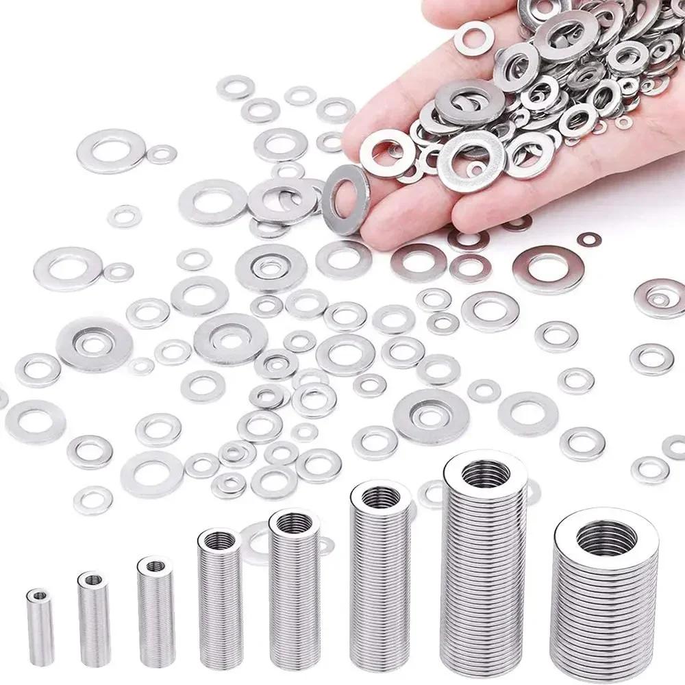 180pcs Aluminum Flat Washer Kit M2-M10 Assorted Size Metric Plain Washers Gasket Rings for DIY Auto Plumbing Machinery Repair