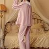 Women Korean Court Style Lace Trim Long Sleeve Loose Pajama Homewear Set