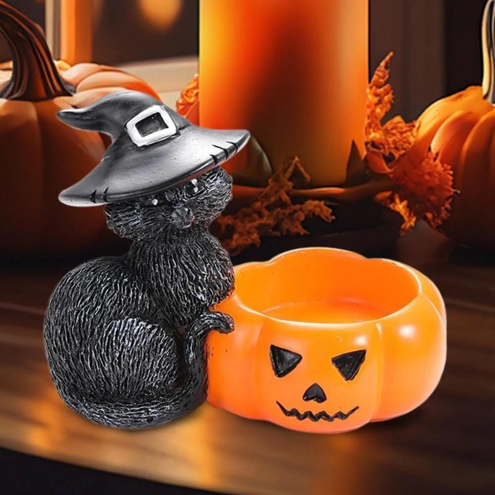 Resin Pumpkin Candelabra Cartoon Ghost Candlestick Halloween Candle Holder  Halloween Decoration