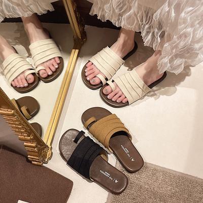 Xiaoliang Hausschuhe Damen Sommer Außenbekleidung Neuer Stil Mode Lässig Zehenbedeckung Flacher Boden Strand Ein-Riemen-Flip-Flop
