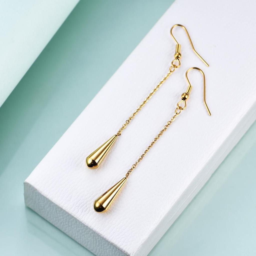 Simple Geometric Long Water Drop Earrings - European & American Fashion