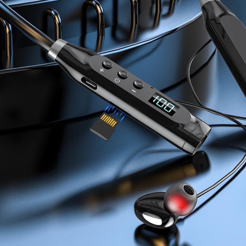 5.3 Kabelloses Bluetooth-Headset, um den Hals hängende Karte, Steckkarte, ultralange Batterie, Einsteckmikrofon ins Ohr, um den Hals hängendes Bluetooth-Headset