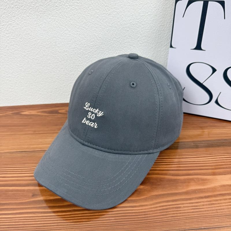 Letter Embroidered Baseball Cap Women's Face Showing Small and Versatile Sun Protection Baseball Cap Big Head Circumference Soft Top Hat Trendy