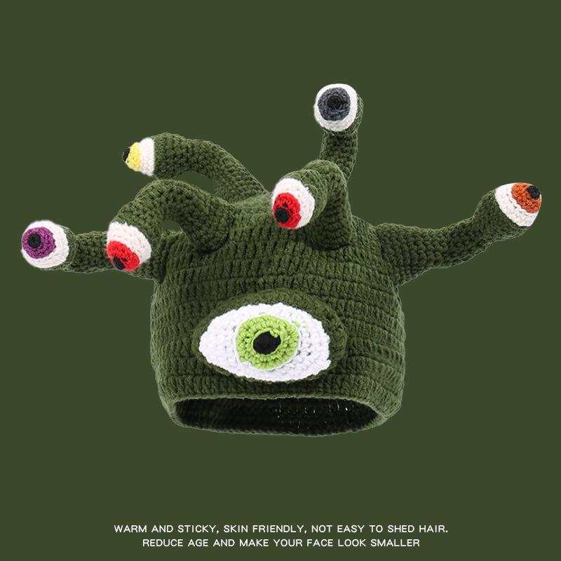 Tentacle Monster Octopus Knitted Wool Hat Party Funny Alien Big Eyed Monster Knitted Hat Stage Performance Hat