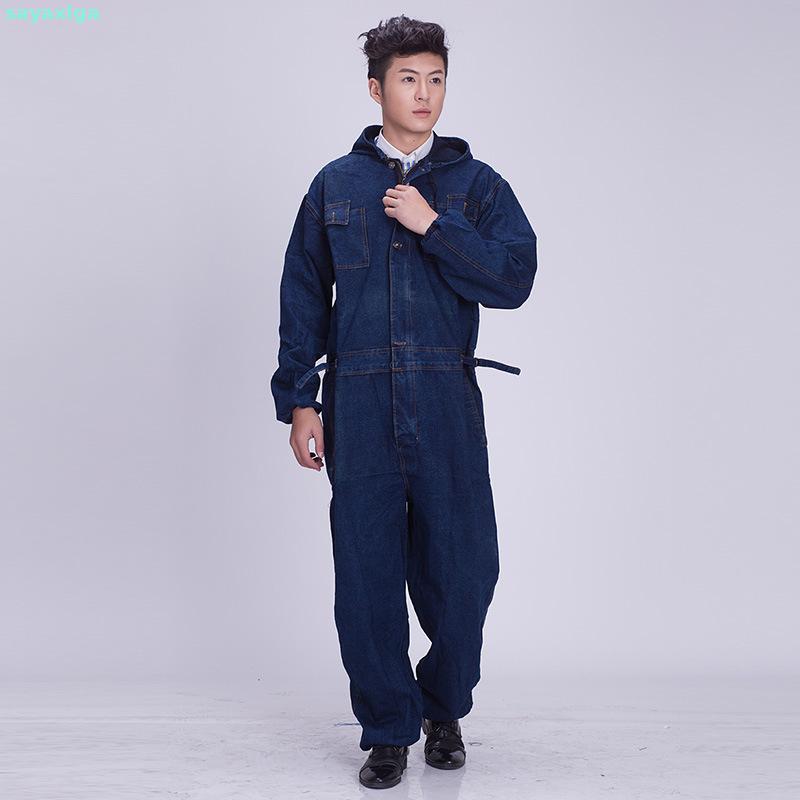 Cowboy Work Clothes Denim Coverall Electric Welding Suit Labor Insurance Clothes Auto Repairman Workwear Fit S-4xl