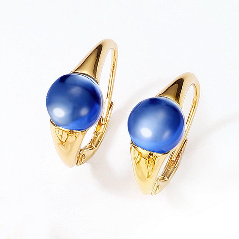 Cross-Border Egg-Shaped Candy Earrings for Women: S925 Silver, Colored Gemstones, European & American Classic Fashion.