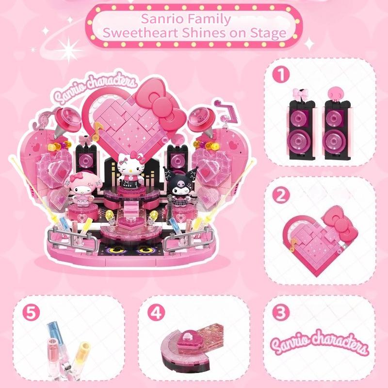 Areax Building Blocks New Sanrio Sweetheart Shining Stage Architecture Toys Decoration Collection Assembly Puzzle Girl Gift