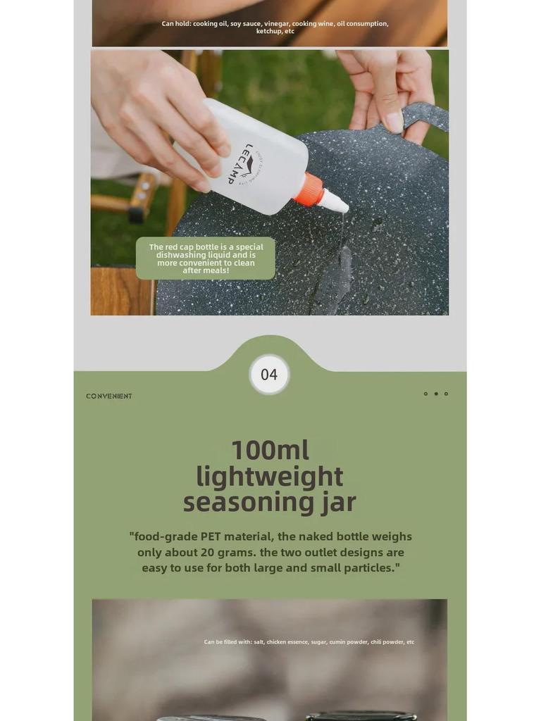 Draagbare Buitenkruidenflesjesset voor Kamperen en Picknicks met Afgesloten Olieflesjes en Opbergtas