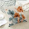 18*18 inch spring linen green plant purple flower pillowcase 2-piece suitable for sofa bedroom outdoor Brown-green
