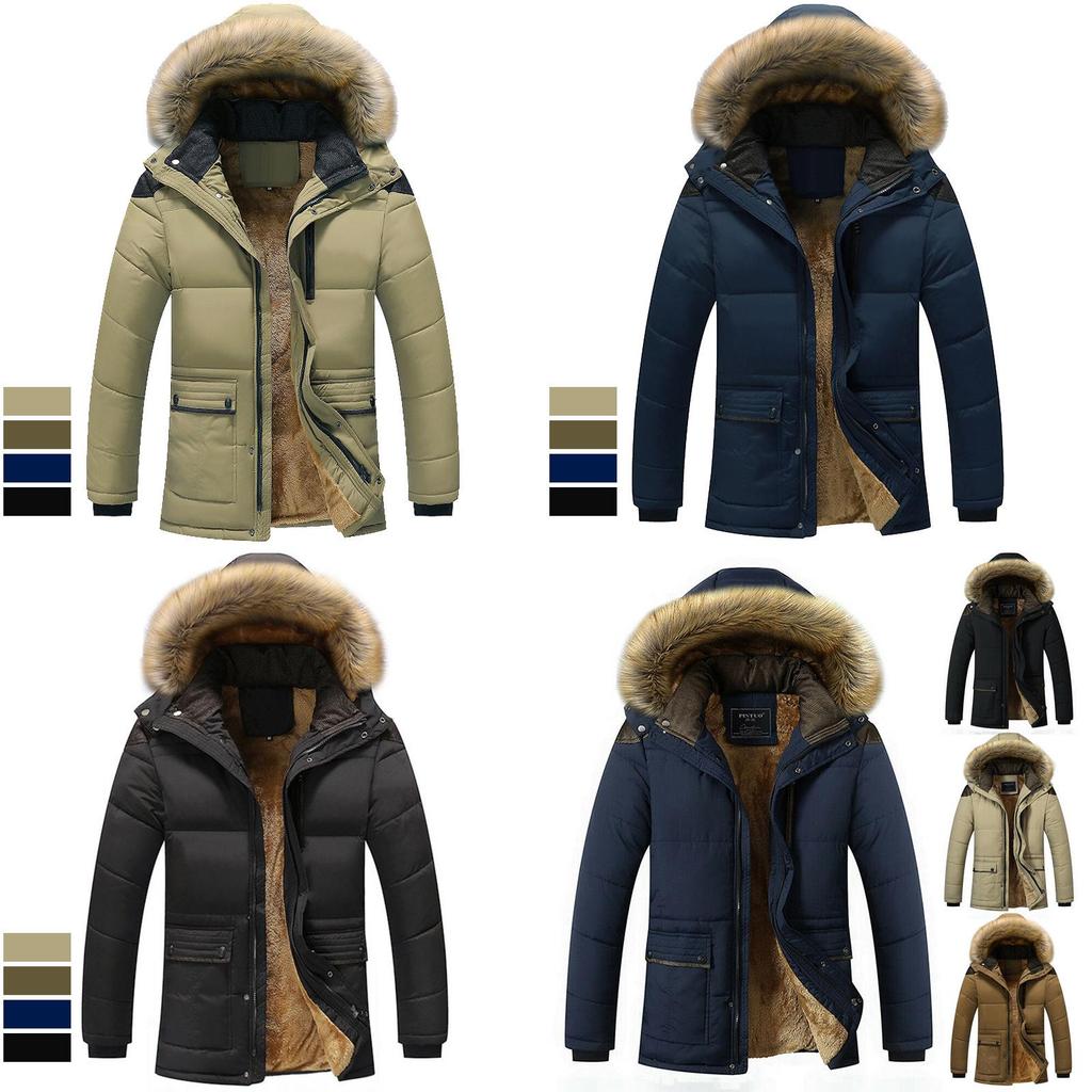 Men's Military Coat Thicken Warm Outwear Parka Hooded Jacket Outdoor Winter Fashion