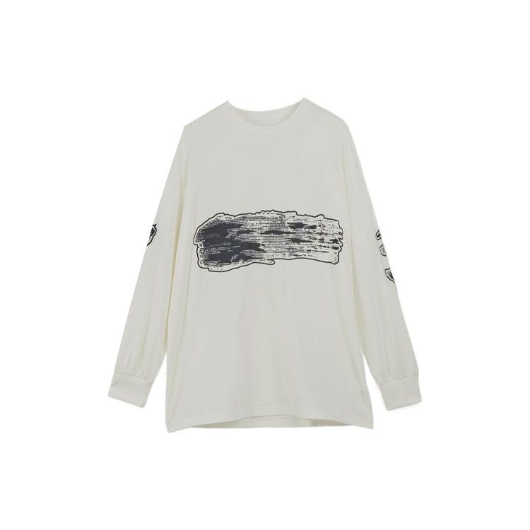 Y-3 SS23 Men s Creative Print Crew Neck Pullover Long Sleeve T-Shirt White IA3112 XS
