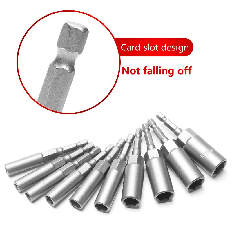 10/15Pcs Length Deepen Impact Socket Adapter 5.5-19Mm Power Nut Driver Socket Set 1/4-Inch Screwdriver Key Head Hand Tool Set