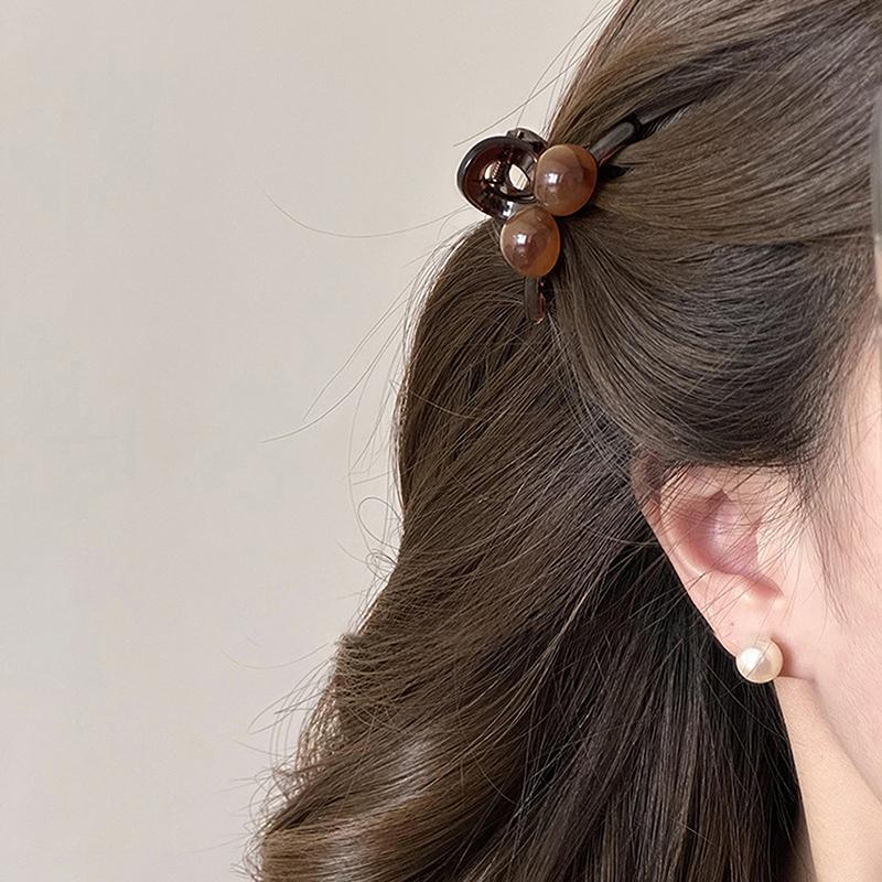 Simple Acrylic Mini Hair Clip For Women Hairpin Coffee Colored Round Hair Claw Clip Hair Accessories Cute Girls Headwear