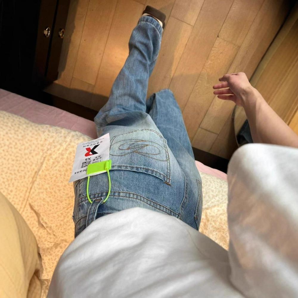 Big Yards High Street Straight Jeans Women Spring Pear Shaped Figure High Waist Design Sense Wide Leg Trousers Jeans for Women Long Denim Pants