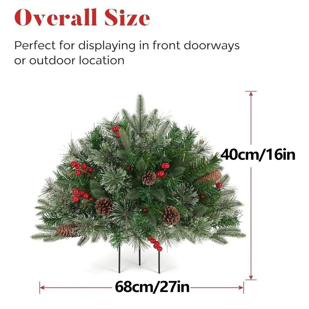 40cm Half-round Mushroom Grounded Garden Christmas Tree Decorations Outdoor Light Up Planter Filler With Tripod Stake