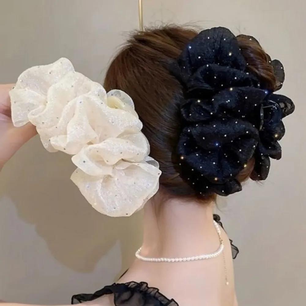 Large size claw clip, premium women s hair accent pin, large size claw clip, hair clip, large ribbon pin beige