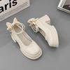 Style round head white pearl thick heel Mary Jane heels women's 2025 new spring and autumn retro niche jk small leather shoes