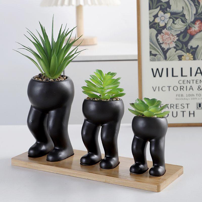 

Nordic Mini Figure Succulent Flower Pot Tabletop Green Plant Ceramic Figure Ornament Home Crafts Flower Vase Interior Decoration