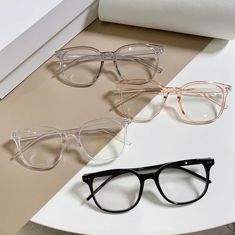 Trend Glasses Frame Women'S Round Frame Anti-Blue Light Glasses Frame Myopia Finished Glasses Flat Light Hair