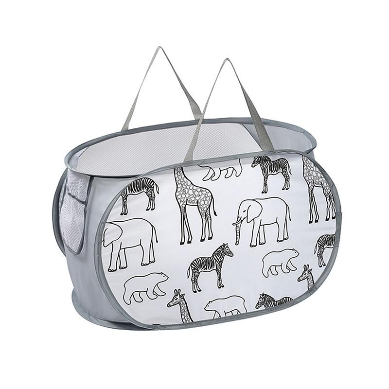 1Pc Cartoon Foldable Laundry Basket Large Capacity Organizer Basket For Household Dirty Clothes Nylon Mesh Bag For Toy Storage