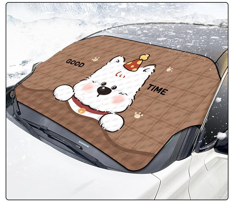 Thickened Cartoon Winter Car Windshield Snow and Sun Cover