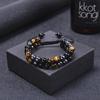 Men's Adjustable Yoga Bracelet with Natural Tiger Eye & Agate Stones