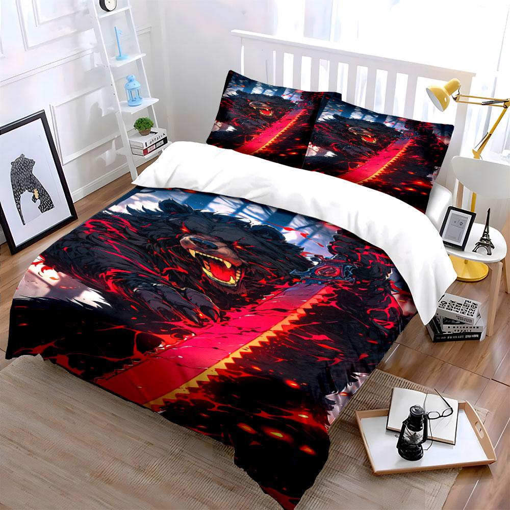 Growling Bear, Fiery Sword. Bedding Sets Duvet Cover Sets Duvet Covers Pillowcases(1 * Duvet Cover 2 * Pillowcases Without Duvet Insert)