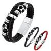 Soccer Bracelet for Boys Men Leather Wristband Gifts for Son with Solid Stainless Steel Soccer Ball Charm, Football Jewelry Gift