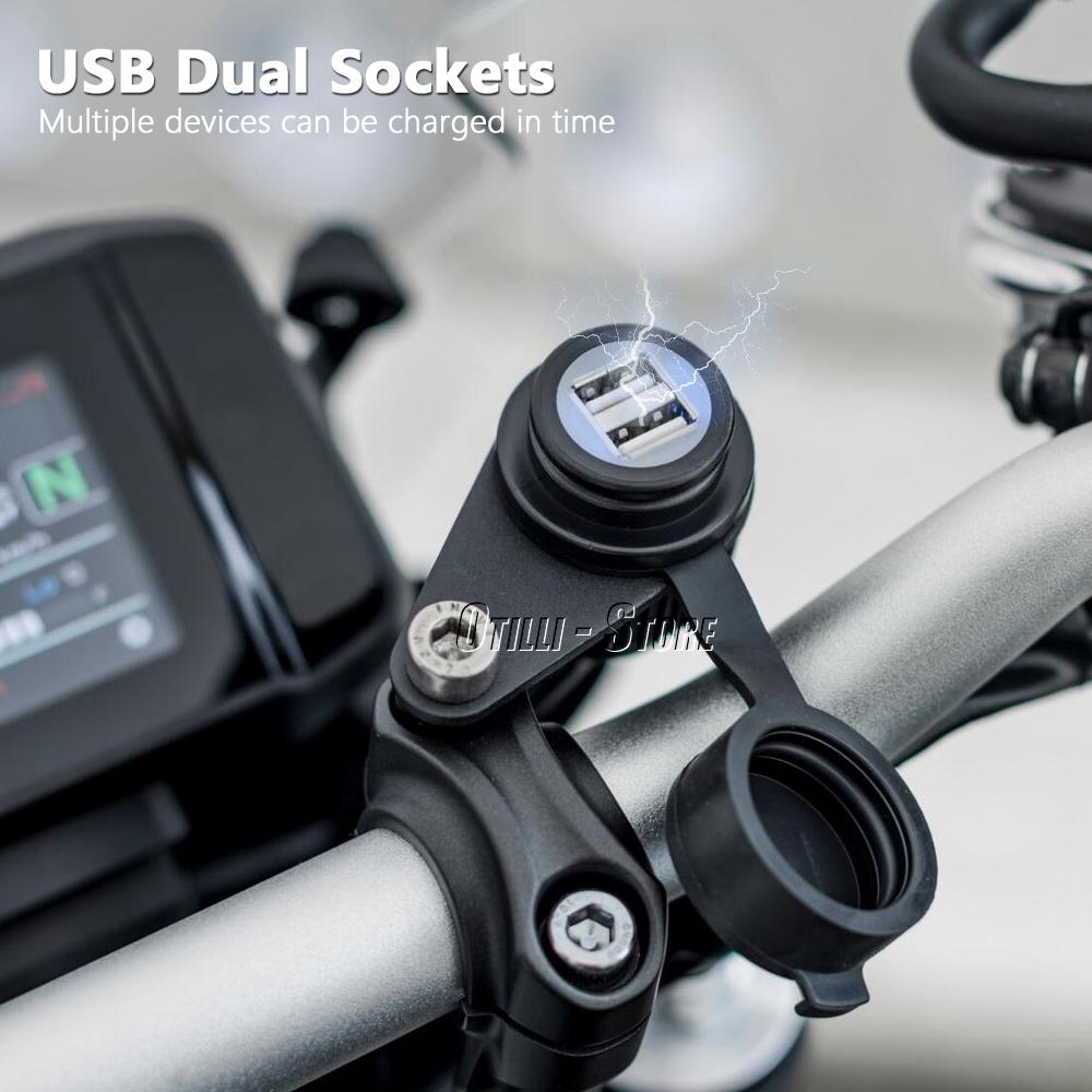 Motorcycle USB Double Socket For BMW R1200GS R1250GS F750GS F800GS F850GS R1300GS Adventure Accessories With Lossless Line