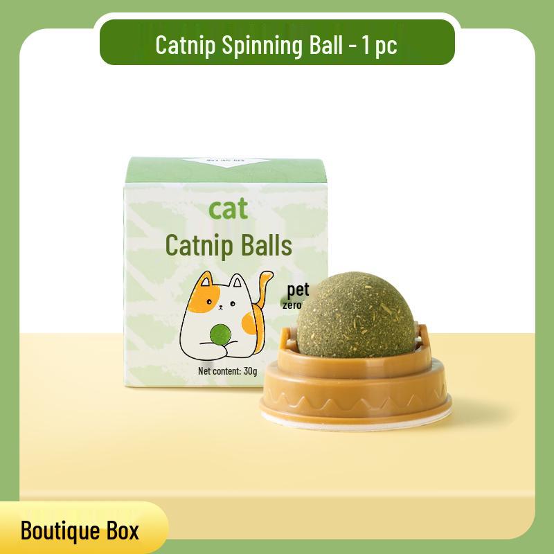 Catnip Ball Teasing Toy: Stick-on Self-Play, Boredom Relief, Lickable Molar Biscuit for Cats