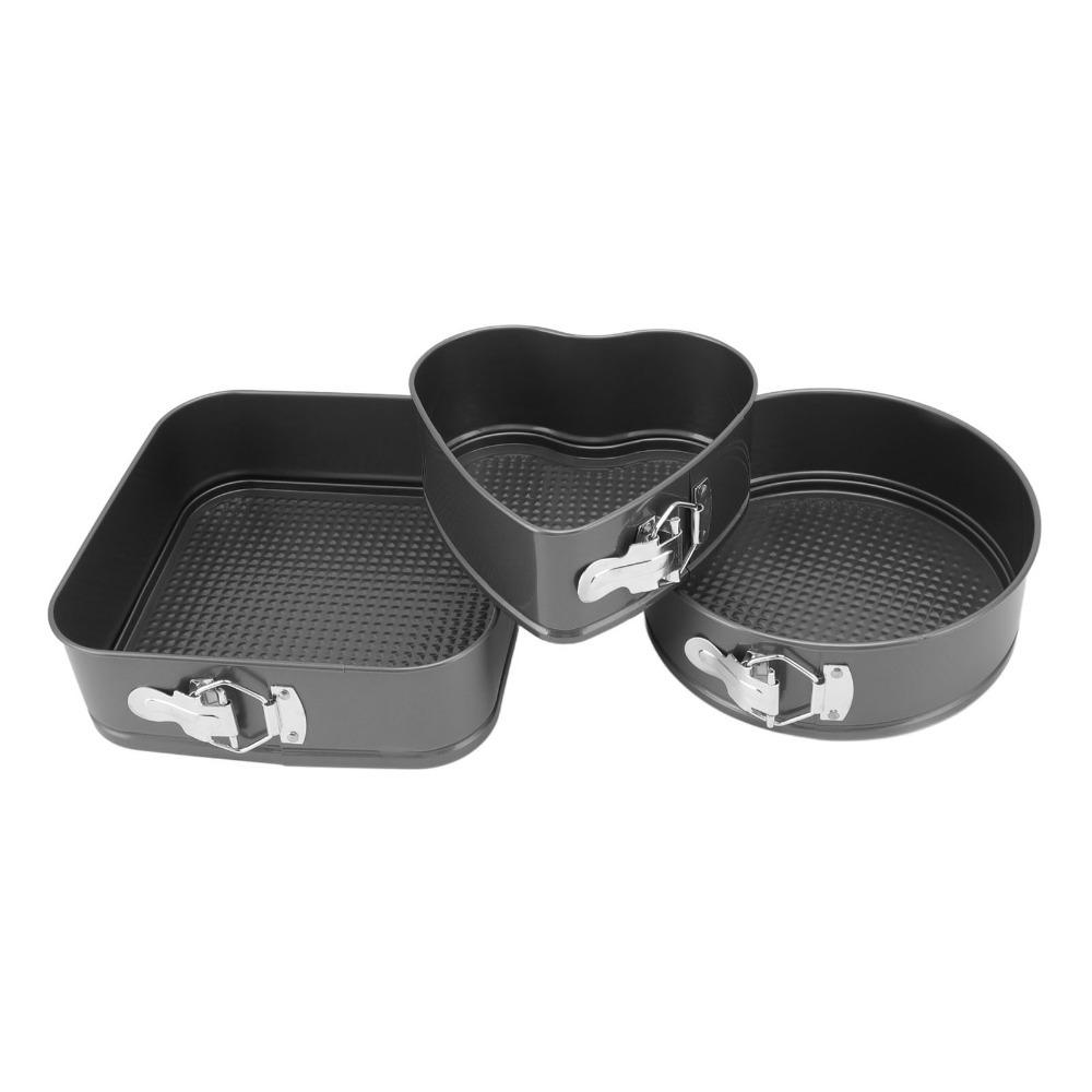 3pcs Carbon Steel Cake Pan Set Removable Bottom Round Cake Pan Springform Pan Set Party Baking 18-20-22cm