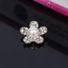 Engood 100Pcs Five-Flower Pearl Rhinestone Button Sewing Trim & Embellishments Craft Buckle for DIY Wedding Hair Accessories
