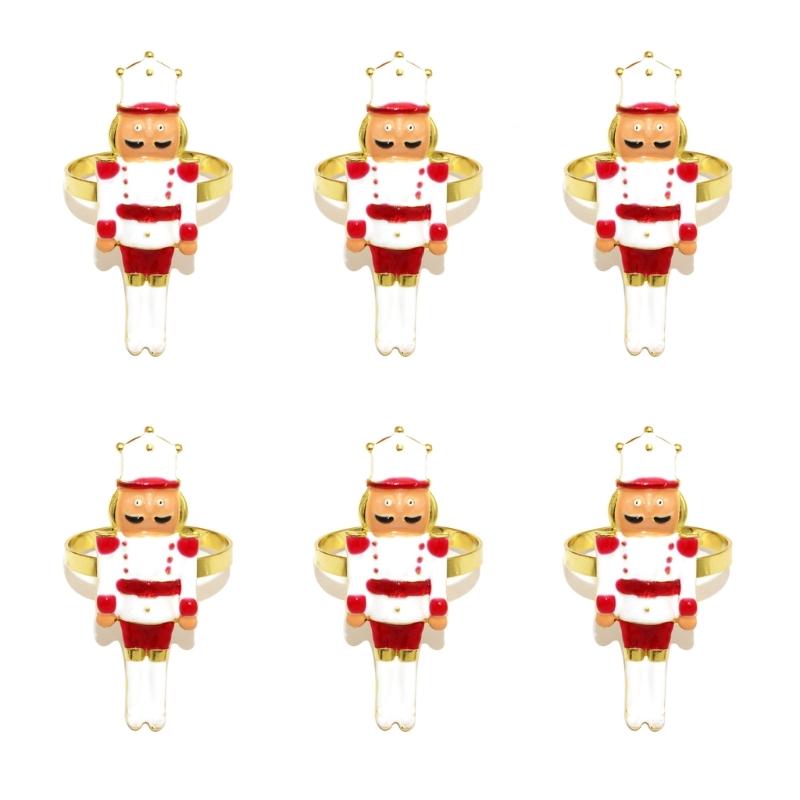 Festival Alloy Napkin Holders Christmas Soldier Design 6Pcs Durable Kitchen Table Setting Essential