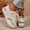 Fashion Fashion Black Platform Sports Shoes for Women Round Toe Lace Up Wedge Sneakers Woman Thick Sole Non Slip Casual Shoes Plus Size