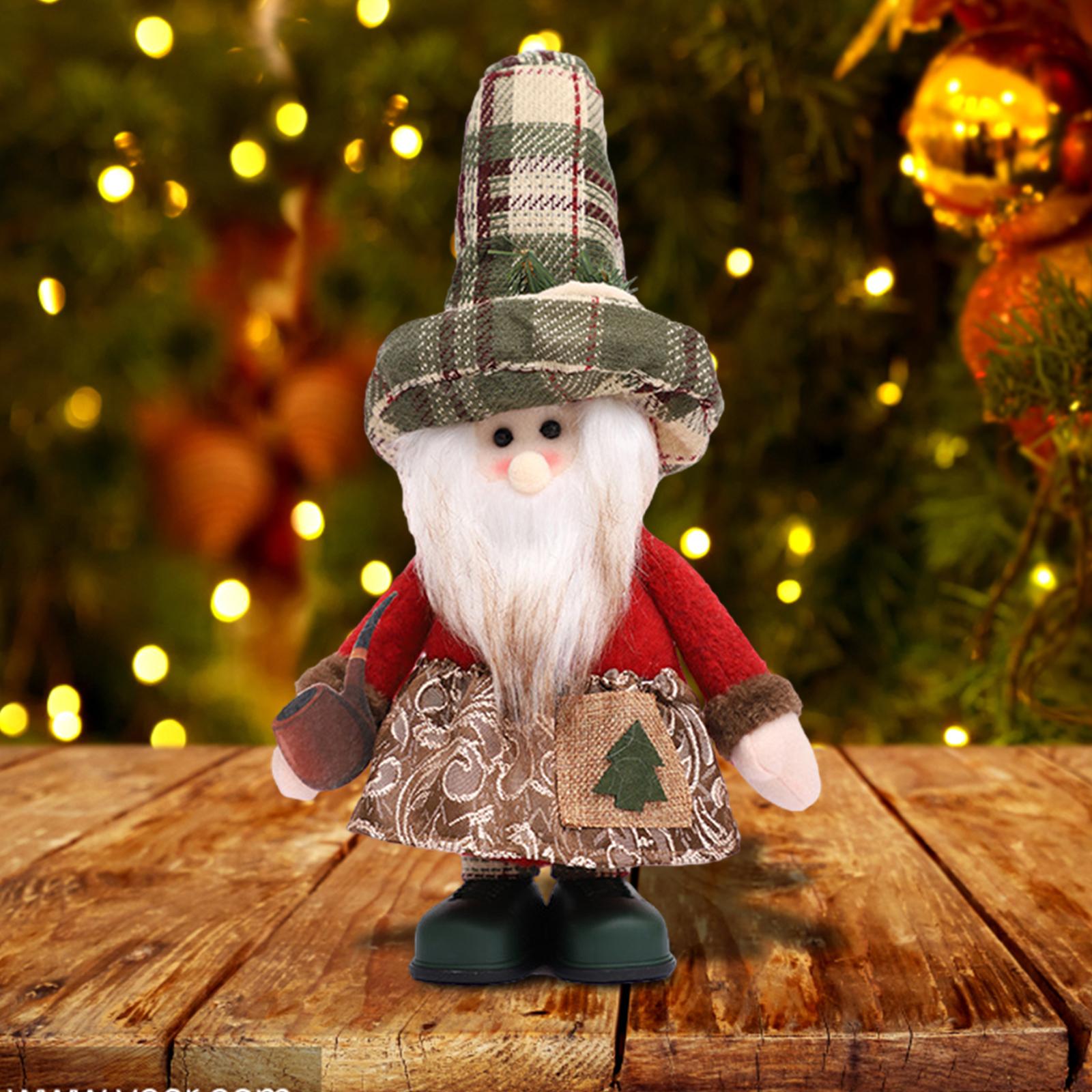 

Plush Doll Stuffed Christmas Figurine Gift Xmas Standing Figurine Home Decoration for Holiday Bedroom Fireplace Office Decor