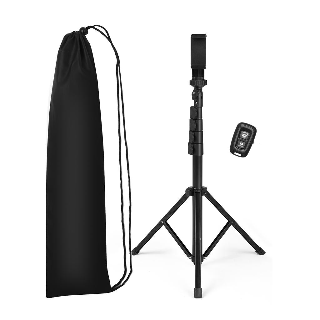 157cm  61.8in Smartphone Selfie Stick Tripod Extendable Handheld Desktop Tripod Stand Photography Bracket with Phone Clip Wireless Remote Shutter for